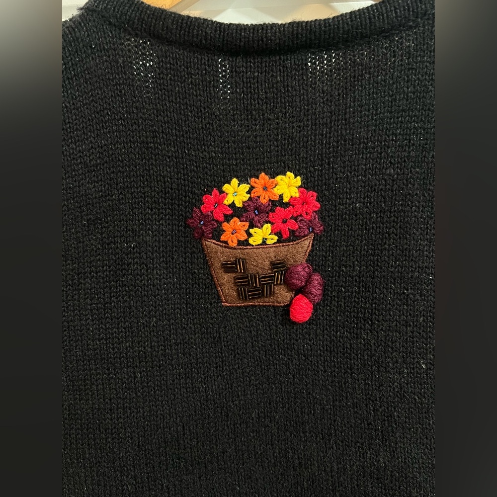 Bobbie Brooks Black Knit with Colorful Floral Design - Picture 13 of 13